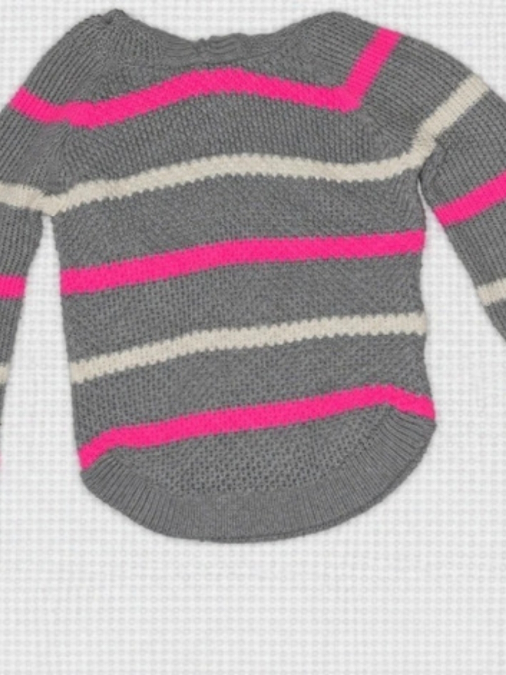 Cloud Chaser Girls Gray Pink Cream Striped Knit Sweater Size 7 / 7 Years